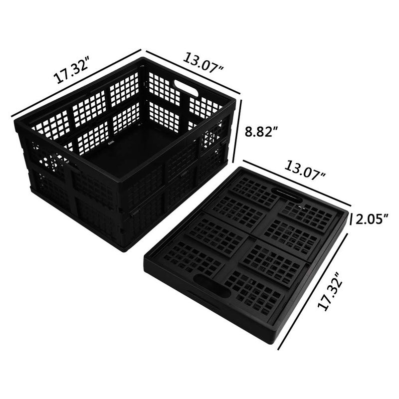 Lesbin 3-Pack Plastic Collapsible Storage Crate, 30 L Folding Storage Baskets, Black - Image 2